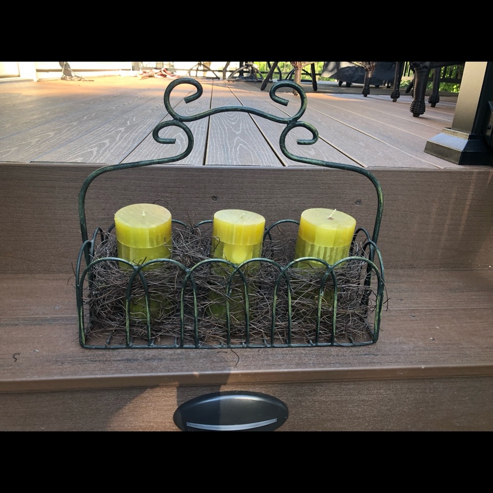 Three candle iron candle holder